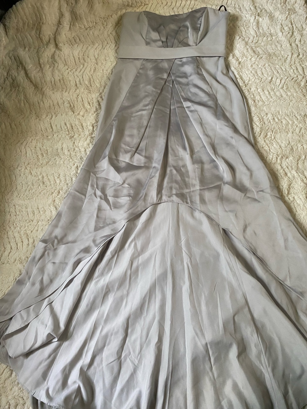 Vera Wang Bridesmaid Light Gray Satin High/Low Dress